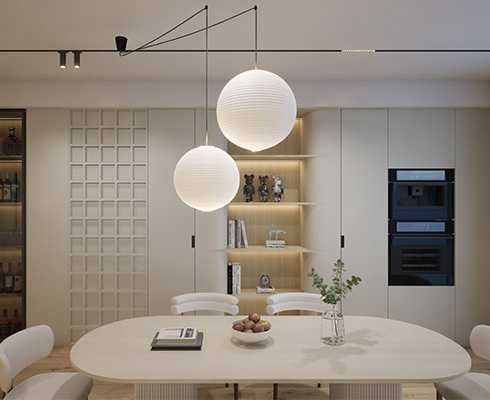 كريمي (رمادي سحابي فاتح + خشب الأرز الأنيق)